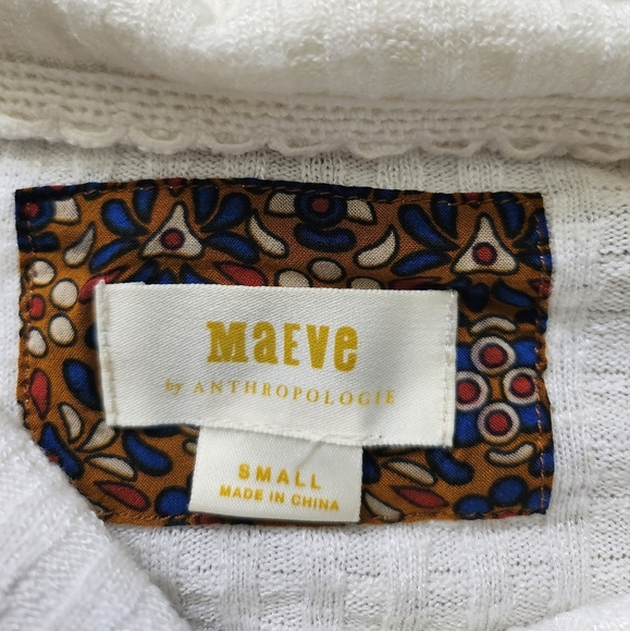 Maeve Anthropologie Cowl Neck Sweater Size S Top Winterscape Ribbed Flutter Hem - Picture 4 of 7